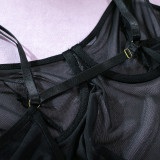 Women mesh sexy Backless See-Through straps and gloves Three-Piece sexy lingerie