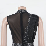 Women Sexy See Through Sleeveless Irregular Beaded Jumpsuit