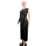Women Autumn and Winter Wide Leg Sexy Solid Jumpsuit