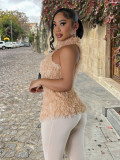 Winter Christmas Style Sexy Halter Neck Hollow Women's Furry Top