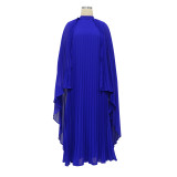 Fashion Women's Solid Color Chiffon Long Pleated Dress