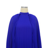 Fashion Women's Solid Color Chiffon Long Pleated Dress