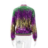 Spring Autumn Women's Long Sleeve Sequined Jacket