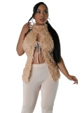 Winter Christmas Style Sexy Halter Neck Hollow Women's Furry Top