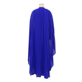 Fashion Women's Solid Color Chiffon Long Pleated Dress