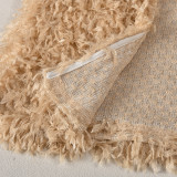 Winter Christmas Style Sexy Halter Neck Hollow Women's Furry Top