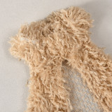 Winter Christmas Style Sexy Halter Neck Hollow Women's Furry Top