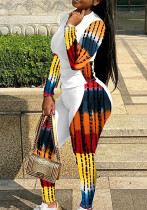 Slim Fit Positioning Print Casual Plus Size Women's Two Piece Pants Set