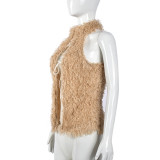 Winter Christmas Style Sexy Halter Neck Hollow Women's Furry Top