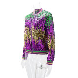 Spring Autumn Women's Long Sleeve Sequined Jacket