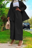Women's Turndown Collar Jacket High Waist Loose Pants Suit
