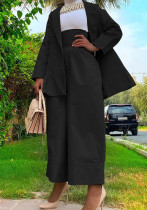 Women's Turndown Collar Jacket High Waist Loose Pants Suit Women's Turndown Collar Jacket High Waist Loose Pants Suit