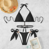 Women Crystal Diamond Lace-Up Backless Beach Bikini