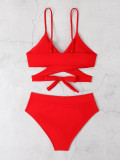 Women Sexy Solid Two Pieces Bikini Swimwear
