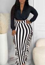 Women Autumn and Winter Top and Lace-Up Tassel Skirt Two-piece Set