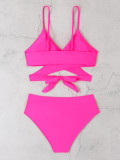 Women Sexy Solid Two Pieces Bikini Swimwear