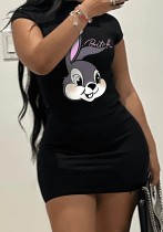 Women's Spring And Summer Sexy Short-Sleeved Print Bodycon Dress Women's Spring And Summer Sexy Short-Sleeved Print Bodycon Dress