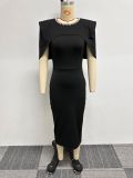 Casual Fashion Sleeveless Slim Back Slit Bodycon Dress Waistcoat Two-Piece Set
