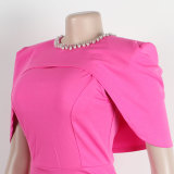Casual Fashion Sleeveless Slim Back Slit Bodycon Dress Waistcoat Two-Piece Set