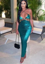 Women's Winter Sexy Hollow Low Back Slim Strap Long Dress Women's Winter Sexy Hollow Low Back Slim Strap Long Dress