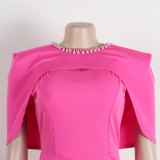 Casual Fashion Sleeveless Slim Back Slit Bodycon Dress Waistcoat Two-Piece Set