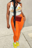 Women's Sexy Fashion Printed Vest Solid Pants Two Piece Set