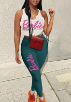 Women's Sexy Fashion Printed Vest Solid Pants Two Piece Set Women's Sexy Fashion Printed Vest Solid Pants Two Piece Set