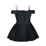 Winter Off Shoulder Slim Waist Solid Color Sexy Short Dress
