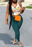 Women's Sexy Fashion Printed Vest Solid Pants Two Piece Set