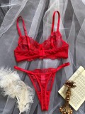 Flower Mesh Embroidery See-Through Sexy Lingerie Set
