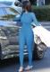 Women's Winter Fashion Solid Color Slim Round Neck Long Sleeve Jumpsuit