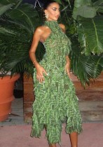 Autumn Women's Sexy High Neck Sleeveless Tassel See-Through High Waist Slim Long Dress Autumn Women's Sexy High Neck Sleeveless Tassel See-Through High Waist Slim Long Dress