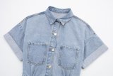 Summer Career Versatile Women's Denim Short Jumpsuit