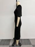 Casual Fashion Sleeveless Slim Back Slit Bodycon Dress Waistcoat Two-Piece Set