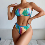 Strapless Bikini Sexy Multi-Color Printed Two Piece Swimsuit