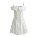 Winter Off Shoulder Slim Waist Solid Color Sexy Short Dress