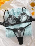 Flower Mesh Embroidery See-Through Sexy Lingerie Set