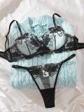 Flower Mesh Embroidery See-Through Sexy Lingerie Set