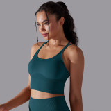 Women Solid Cross Tank Sports Bra Yoga Fitness Bra