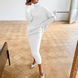 Women turtleneck Loose-Cut sweater and skirt two-piece set