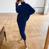 Women turtleneck Loose-Cut sweater and skirt two-piece set