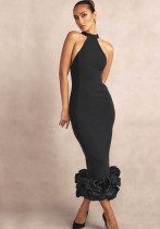 Women Elegant Sleeveless Tiered Hem Party Bandage Dress Women Elegant Sleeveless Tiered Hem Party Bandage Dress