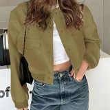 Women Fall Single Breasted Solid Jacket