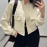 Women Fall Single Breasted Solid Jacket