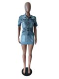 Spring/Summer Denim Short Sleeve Fashion Slim Fit Dress