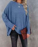 Women knitting waffle Slash Shoulder Top