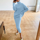 Women turtleneck Loose-Cut sweater and skirt two-piece set