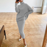 Women turtleneck Loose-Cut sweater and skirt two-piece set