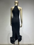 Women Elegant Sleeveless Tiered Hem Party Bandage Dress