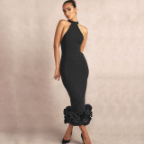 Women Elegant Sleeveless Tiered Hem Party Bandage Dress